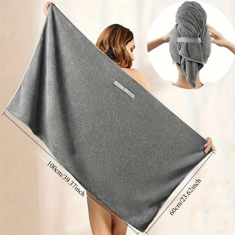 Microfiber Hair Towel Extra Large Wrap Quick Dry Hair Towel Wrap With Elastic Band , Ultra Absorbent Soft Hair Towel Wrap Turban